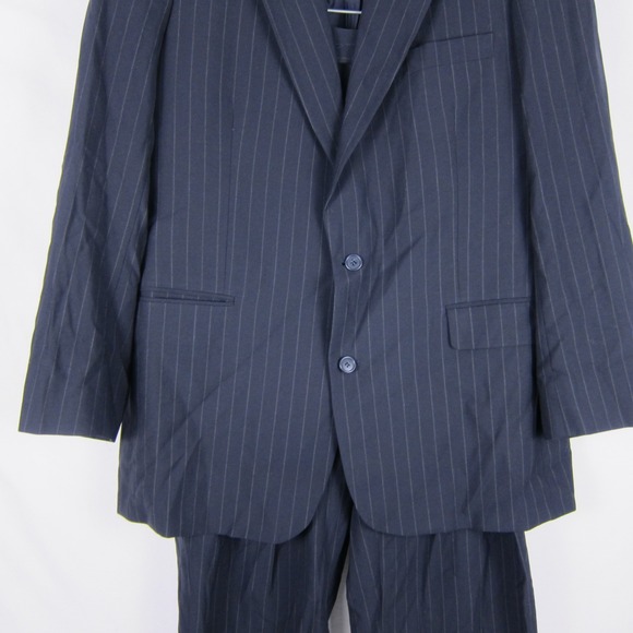 Brooks Brothers Suit Mens 43L Navy BrooksEase Wool 2 Button Two Piece Set Stripe - Picture 3 of 16
